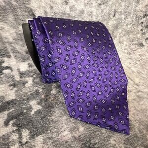 Lauren Ralph Lauren Silk Tie Mens Purple Geometric Diamond Square Pattern Formal